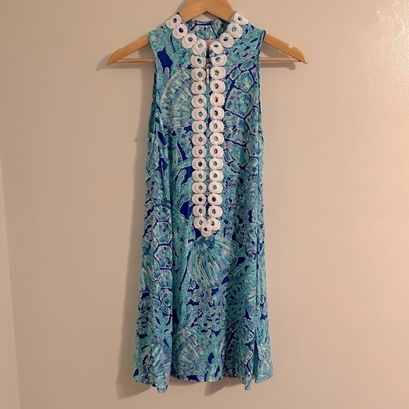 Lilly Pulitzer Dresses & Skirts - Lilly Pulitzer Jane Shift Dress, Size 00, Blue White Tropical Print